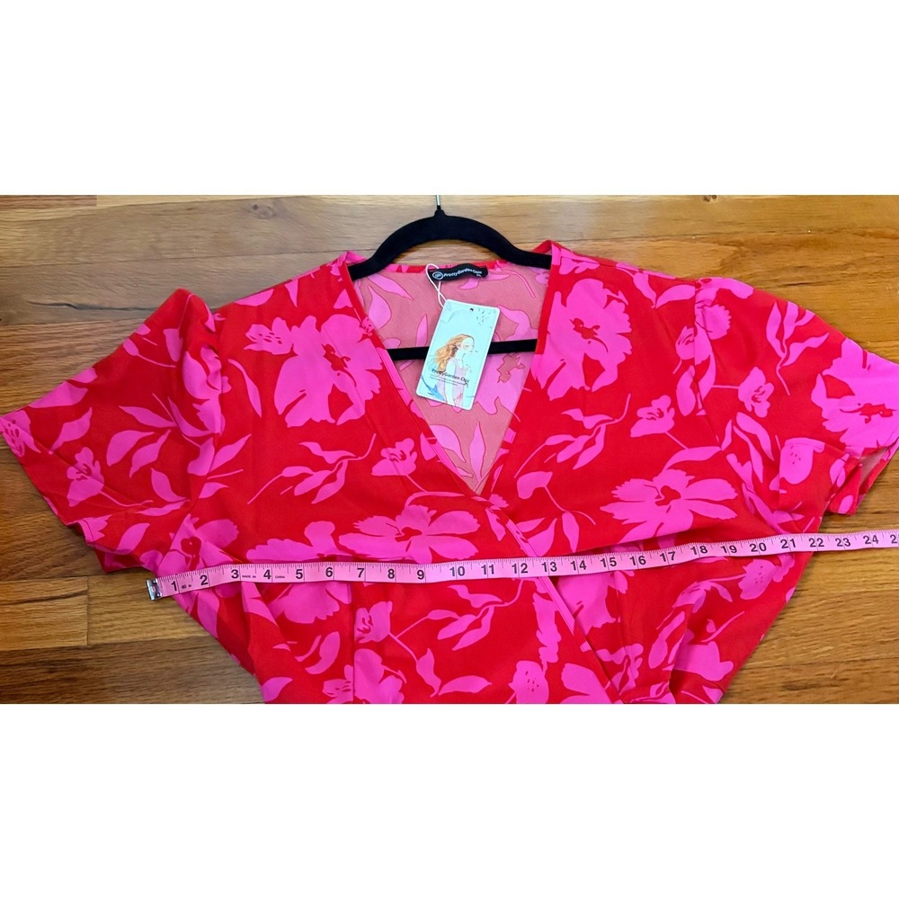 NWT PrettyGarden Chic XL Floral Wrap Maxi Dress Ruffle Short Sleeve Derby Barbie - Picture 12 of 14